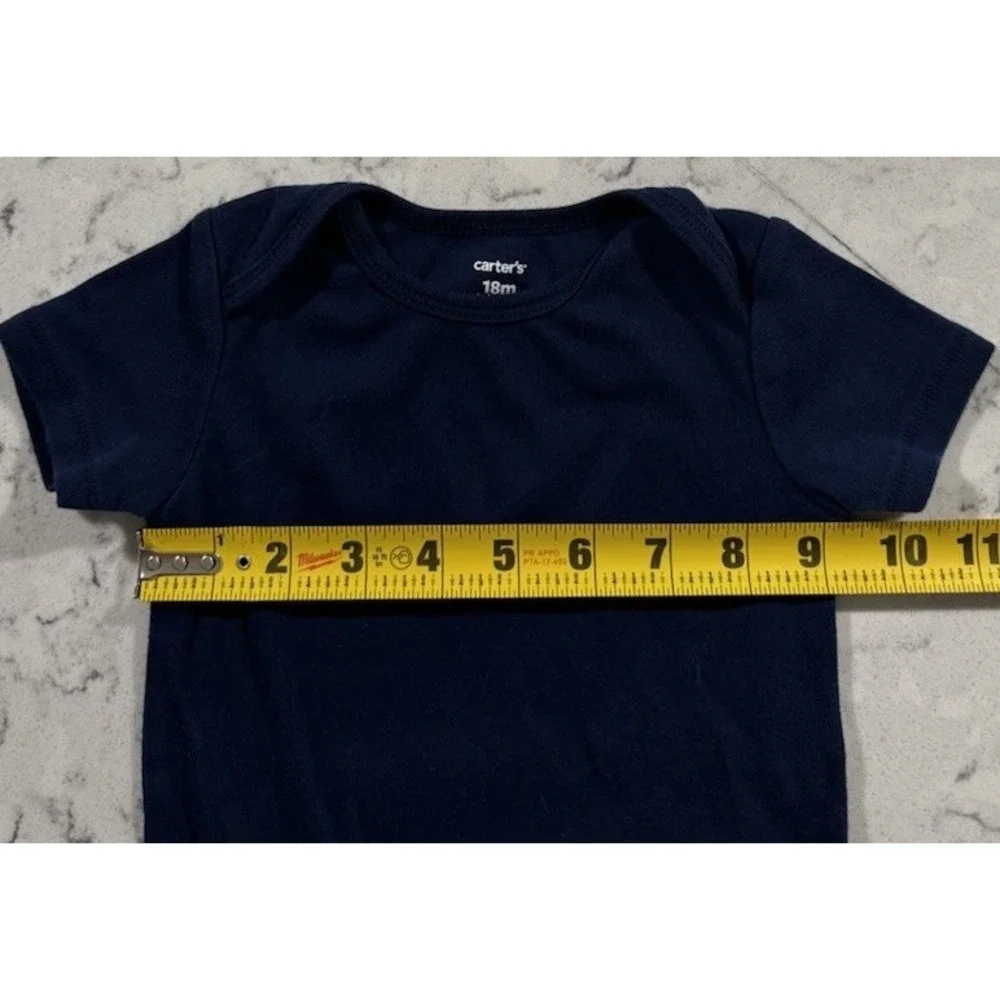 Carters Baby Boy Bodysuit Navy Blue Short Sleeve Cotton One Piece 18 Months